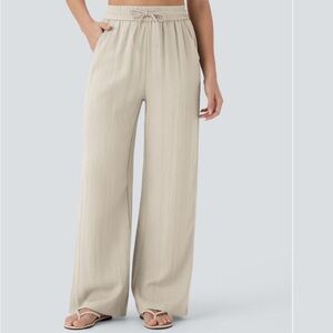 Women's Cream Wide-Leg Pants